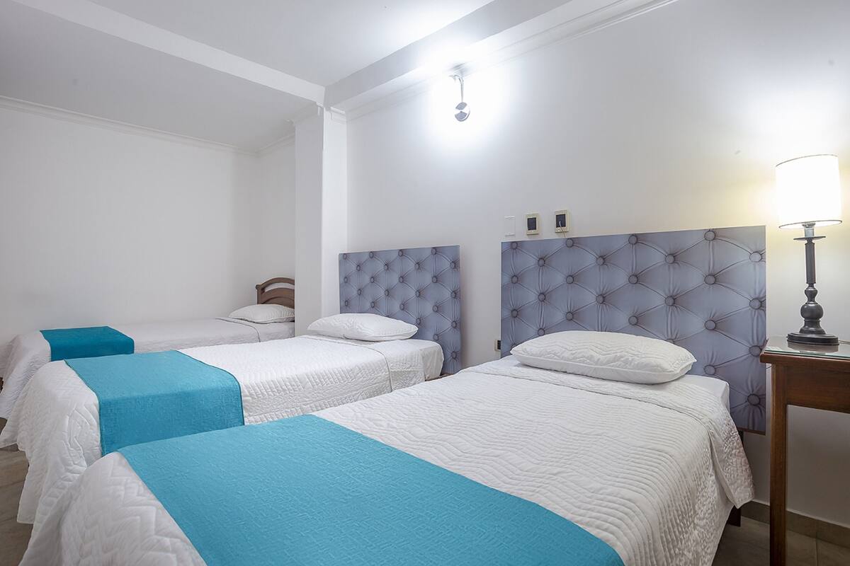 Desk, free WiFi, bed sheets