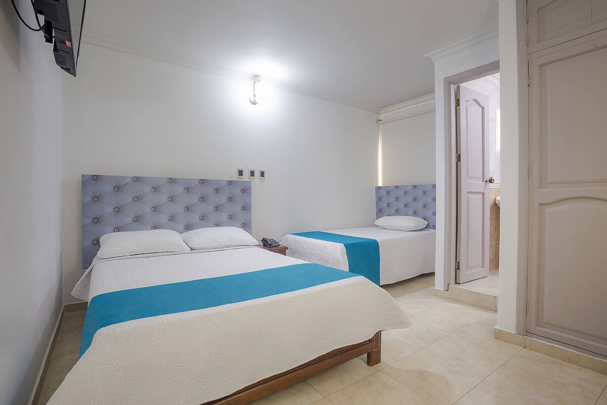 Desk, free WiFi, bed sheets