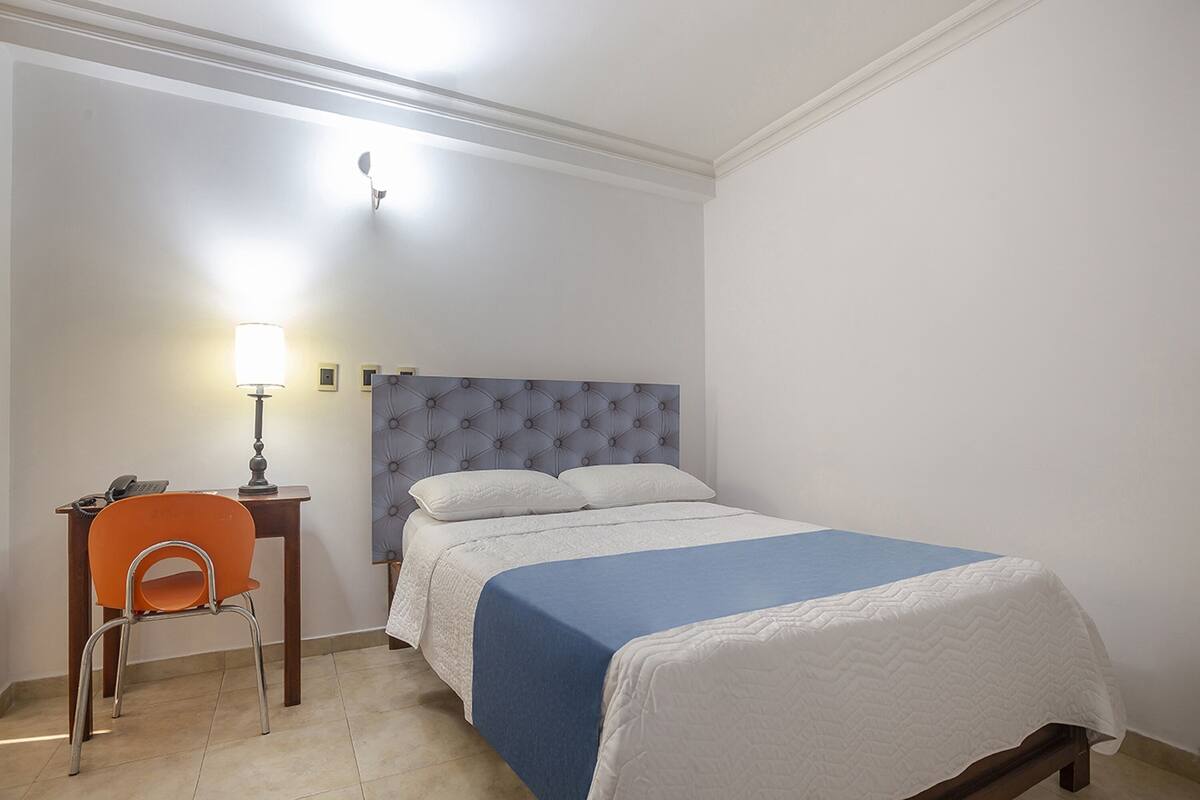 Desk, free WiFi, bed sheets