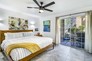 2 bedrooms, iron/ironing board, internet, bed sheets