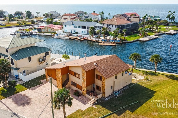 Aerial view of the home