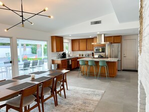 Fridge, microwave, oven, stovetop - Modern Home Near El Paseo in Quiet Neighborhood w/ Pool,  Spa, Fire Pit, & Views (Palm Desert)