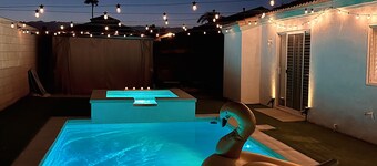 Indio Oasis with pool, jacuzzi, gazebo , grill, fire pit and a game room