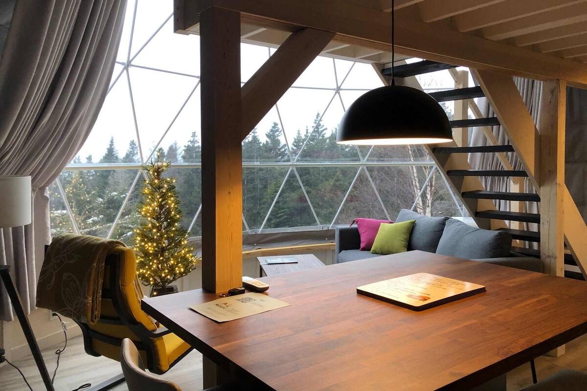 Dome #4 Sea View | Wohnbereich | 32-Zoll-Smart-TV mit Digitalempfang, Fernseher, Netflix