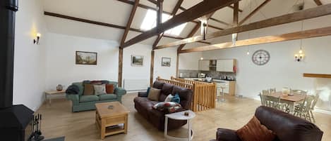 Smart TV, fireplace, table tennis, books