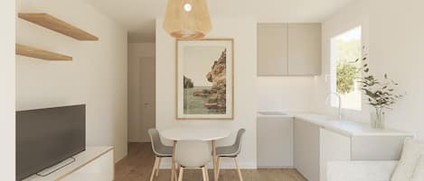 Deluxe-Apartment, 1 Schlafzimmer, Terrasse | 1 Schlafzimmer, kostenloses WLAN, Bettwäsche