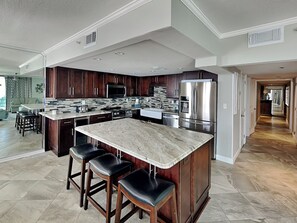 Fridge, microwave, oven, stovetop - Edgewater Tower III #301 | Huge Gulf Front Balcony + Resort Amenities (Panama City Beach)