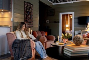 30-英寸纯平电视 （配备有线频道）、壁炉