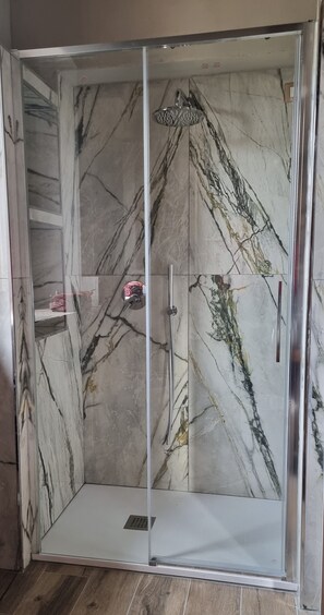 Ducha, secador de pelo, bidé y toallas