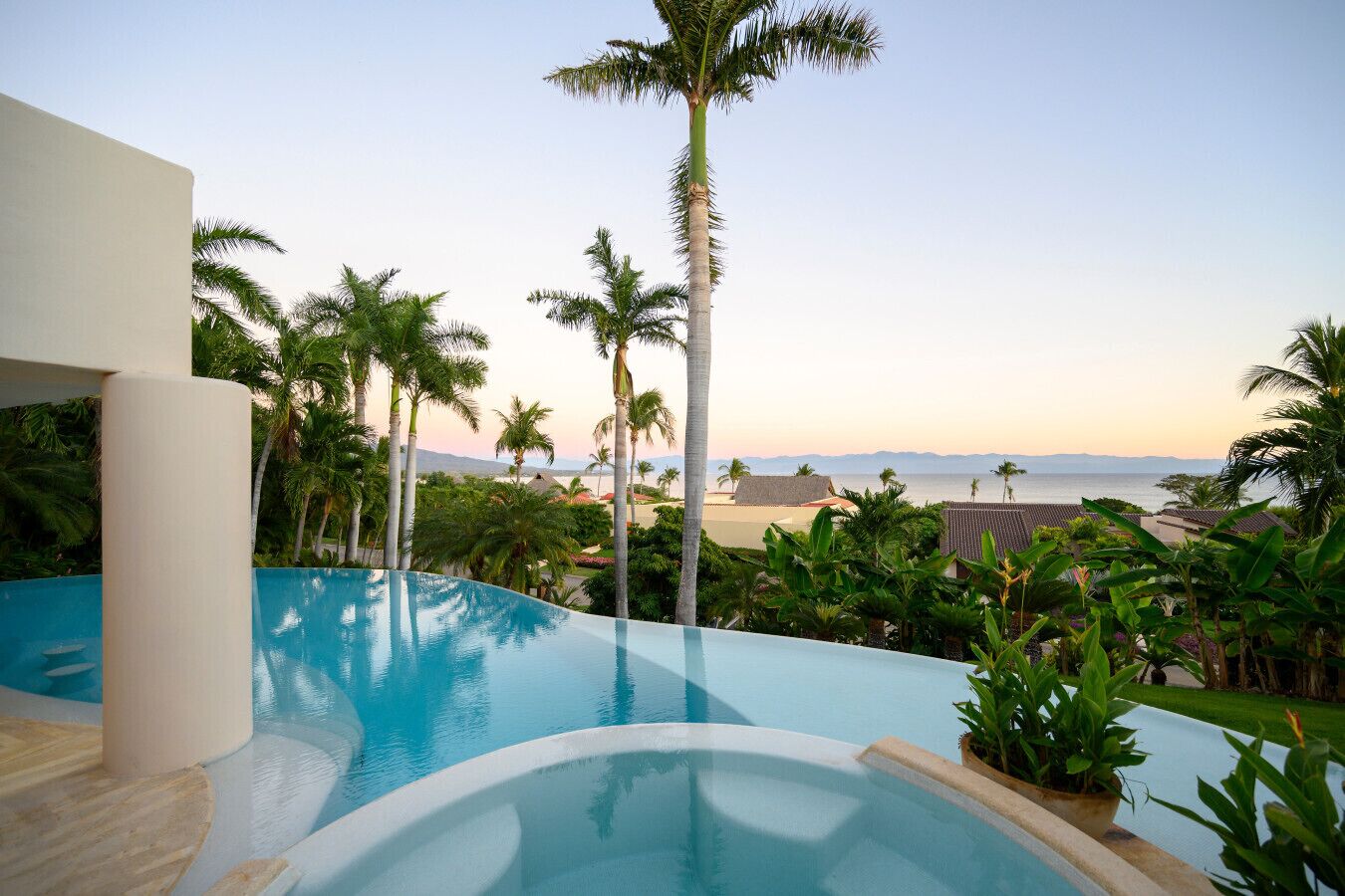 An infinity pool, a heated pool