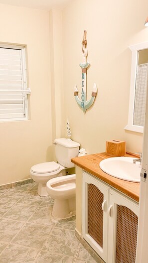 Shower, hair dryer, slippers, bidet - Traditional Samana Beach Cottage (Las Terrenas)