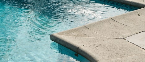 Outdoor pool, pool loungers