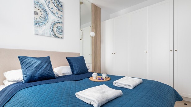 1 bedroom, bed sheets - Baltic Marina Residence With Parking (Kolobrzeg)