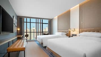 Premium bedding, down comforters, Select Comfort beds, minibar