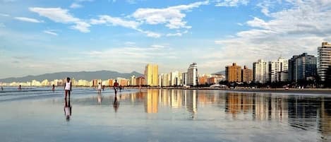 On the beach, white sand