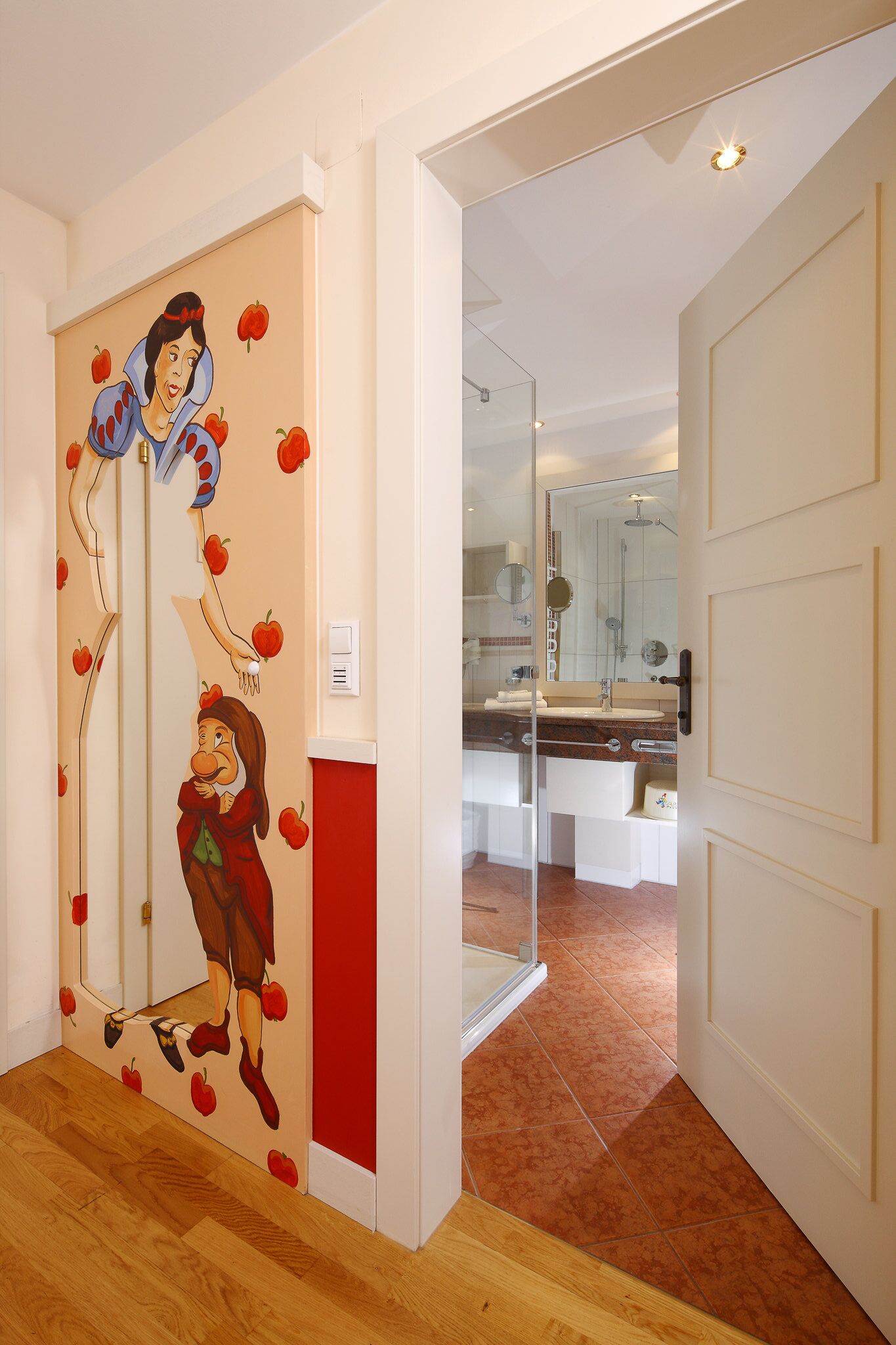 Hair dryer, bathrobes, heated floors, towels