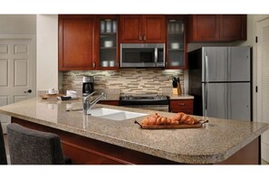 Mini-fridge, microwave, coffee/tea maker