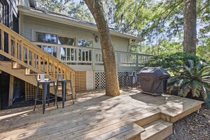 Outdoor deck with propane grill