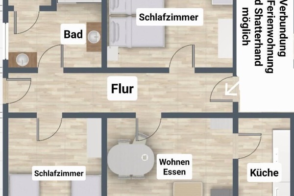A:Winnetou, 64 qm, 2 Schlafzimmer, max. 4 Personen