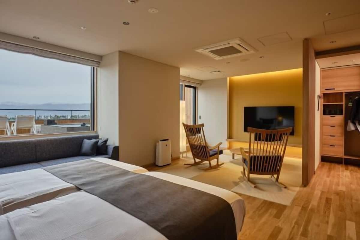 1 quarto, roupas de cama premium, cofres nos quartos