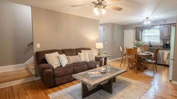 TV, fireplace, offices