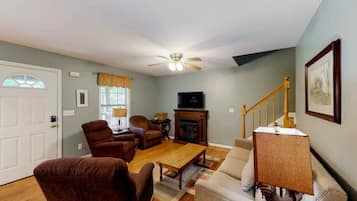 TV, fireplace, offices