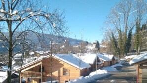 A wooden cabin with a sloped roof, surrounded by snow-covered trees and a clear sky. - Bright T3 apartment for 4-6 people with WIFI and parking in Samoëns (Samoëns)