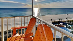 A balcony with a view of the beach and ocean. - Summit Beach Resort #901 | Gorgeous Views! (Panama City Beach)