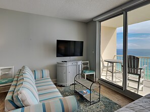 TV - Cozy Gulf Front Studio with Large Balcony and Resort Amenities (Panama City Beach)