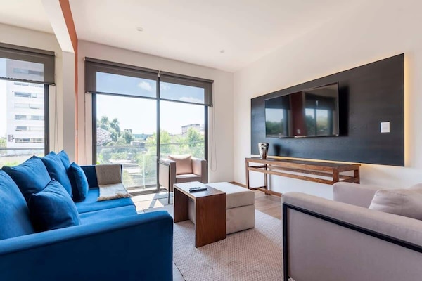 Lovely living room with smart tv