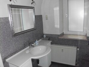 Shower, hair dryer, soap