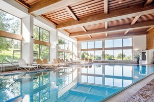 Indoor pool, open 7:30 AM to 8:00 PM, sun loungers