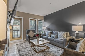 TV, fireplace, Netflix, smart speakers