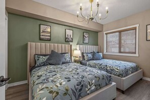 3 bedrooms, memory-foam beds, desk, iron/ironing board