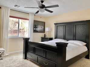 3 bedrooms, desk, iron/ironing board, travel cot