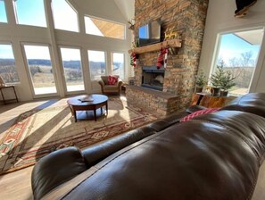 Smart TV, fireplace, DVD player, foosball
