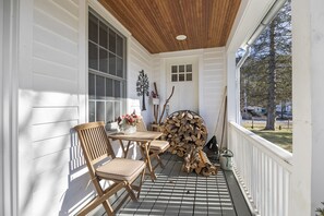 Outdoor dining - Historic farmhouse w/ private Catskill Creek access. Close to skiing and hiking. (Leeds)