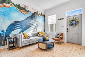 Smart TV, fireplace, video games, foosball