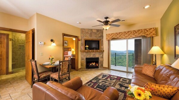 TV, fireplace, video games, DVD player