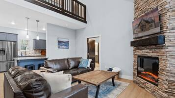 Smart TV, fireplace, video games, foosball