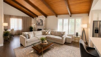 Smart TV, fireplace, foosball, table tennis