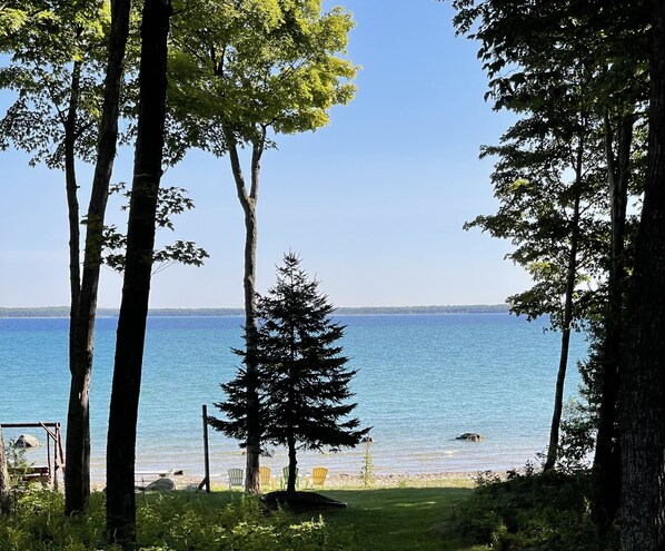 On the beach, sun-loungers, beach towels