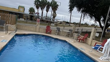 Outdoor pool, pool loungers