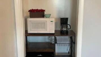Fridge, microwave, coffee/tea maker