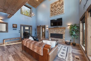 Smart TV, fireplace, video games, stereo