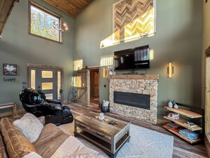 Smart TV, fireplace, video games