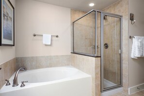 Combined shower/tub, jetted tub