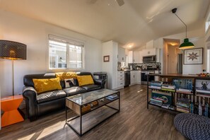 Smart TV, DVD player, books, video library