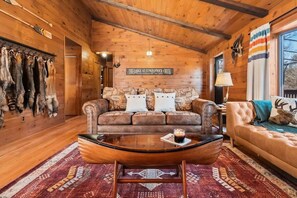 Televisie, een open haard, videospelletjes en een dvd-speler