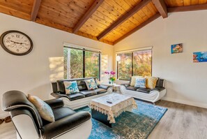 TV, fireplace, books - Coastal Retreat - 3,000 sqft, Pets Ok, Walk 2 Beach & Tidepools, Surf, see Seals (Moss Beach)